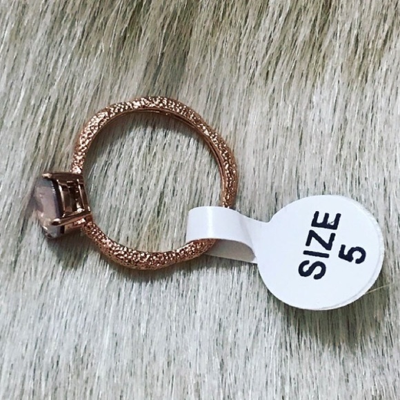 Fragrant Jewels Sea La Vie Rose Gold Plated Rose Water Opal CZ Ring Sand - Picture 7 of 10